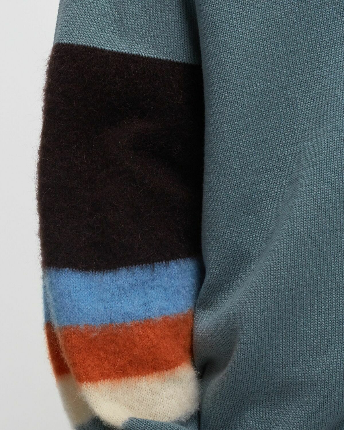 Awake Striped Mohair Sleeve Cardigan Blue Zippers & Cardigans Awake NY