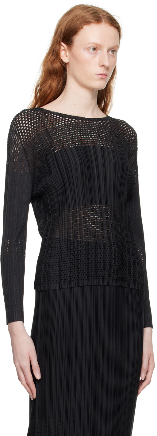 Pleats Please Issey Miyake Black A-Poc Lagoon Long Sleeve T-Shirt