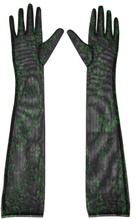 SHUTING QIU Black Floral Gloves