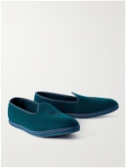 Loro Piana - Logo-Embroidered Cashmere Slippers - Blue
