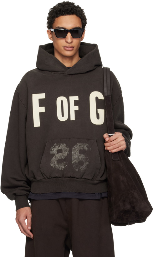 Photo: Fear of God Brown 'F Of G' Classic Half Raglan Hoodie