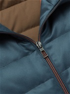 LORO PIANA - Gateway Quilted Silk-Twill Hooded Down Jacket - Blue