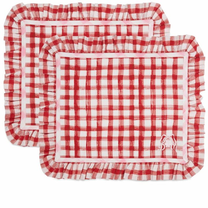 Photo: Damson Madder Women's 2 Set Ruffle Placemat in Gingham Mix 