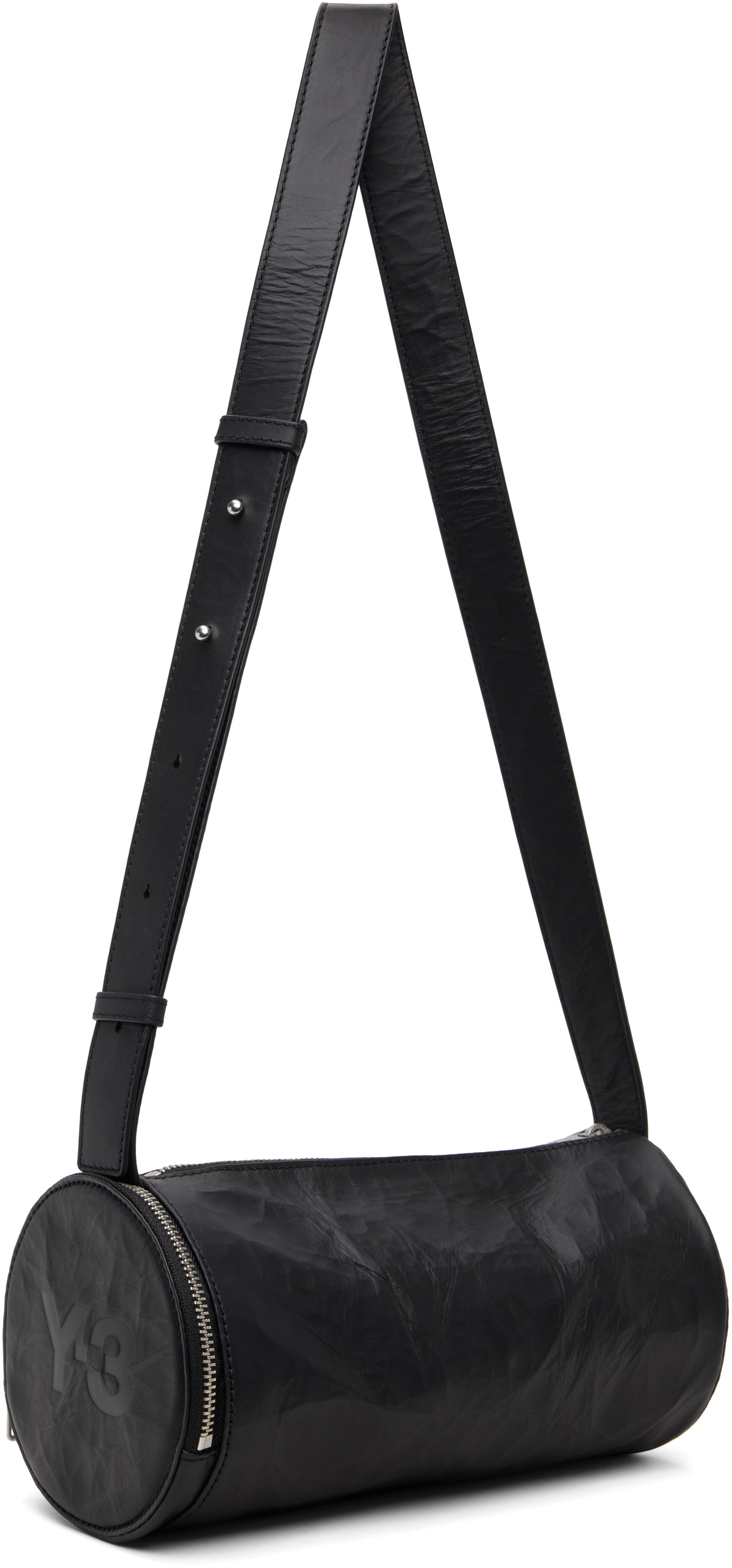 Y-3 Black 'Y-3' Leather Barrel Bag