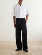 Auralee - Wide-Leg Wool Herringbone Cargo Trousers - Black
