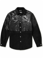 Enfants Riches Déprimés - Fringed Embroidered Leather and Suede Western Shirt - Black