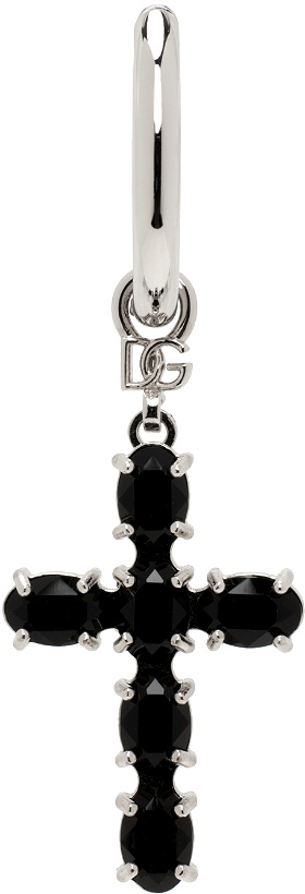 Photo: Dolce & Gabbana Silver & Black Creole Single Earring