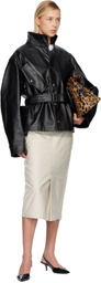 Maison Margiela Black Belted Faux-Leather Jacket