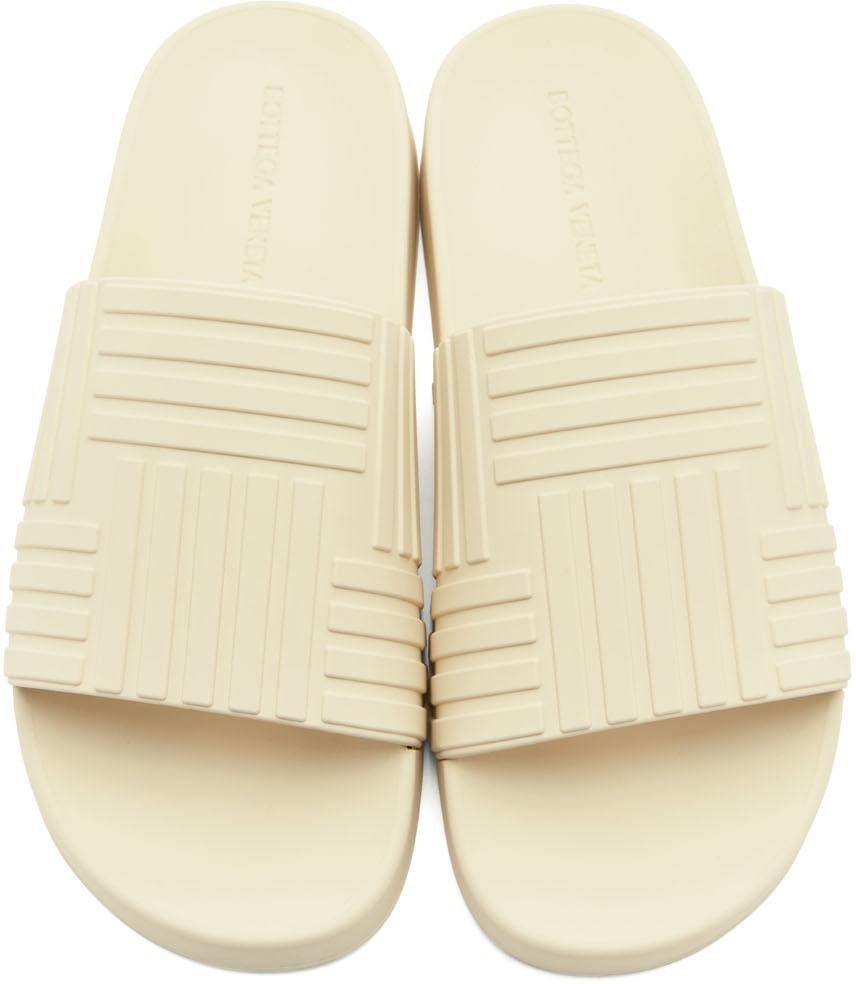 Bottega Veneta Off-White Rubber Slide Sandals Bottega Veneta