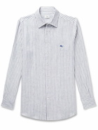 Etro - Slim-Fit Logo-Embroidered Striped Linen Shirt - Blue