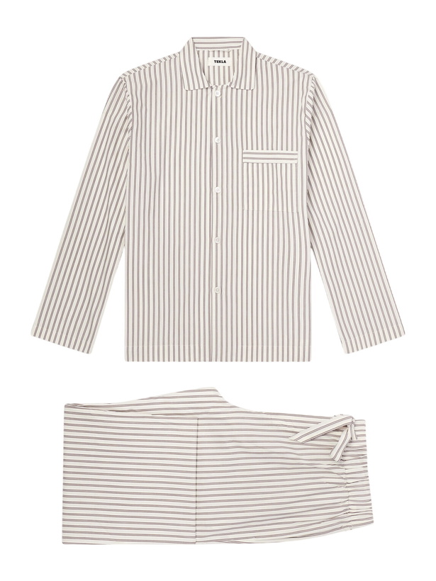 Photo: TEKLA - Striped Cotton-Poplin Pyjama Set - Neutrals