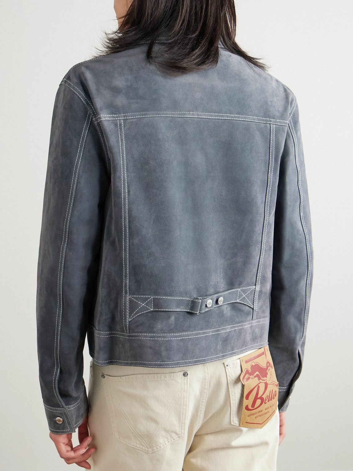 Thom Browne - Cropped Suede Jacket - Gray