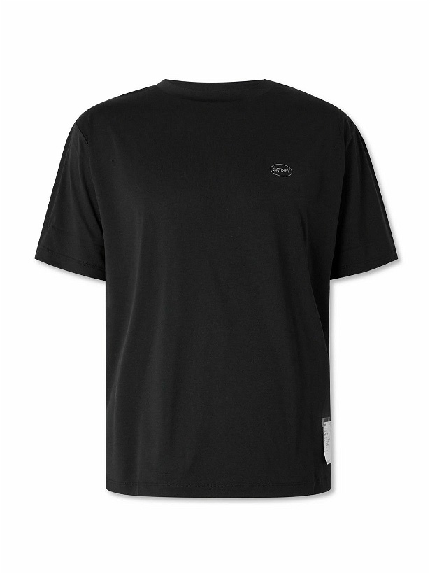 Photo: Satisfy - Logo-Print Rectcled-AuraLite™ Jersey T-Shirt - Black