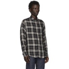 Officine Generale Grey and Off-White Check Jap Lipp Shirt