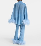 Oséree Lumière Plumage feather-trimmed shirt