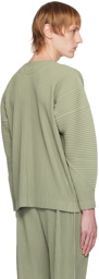 Homme Plissé Issey Miyake Green Pleated Cardigan