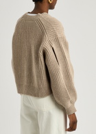 Nanushka Karolin Ribbed Wool-blend Cardigan Ecru