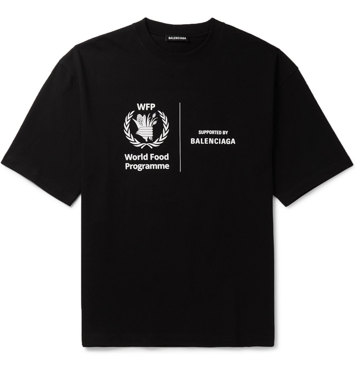 Photo: Balenciaga - World Food Programme Printed Cotton-Jersey T-Shirt - Black