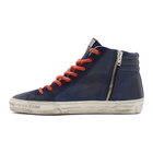 Golden Goose Navy Leather Slide Sneakers