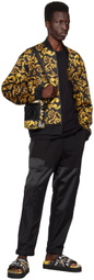 Versace Jeans Couture Black & Gold Sketch Baroque Bomber Jacket