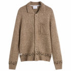 Percival Men's Novel Collared Wool Cardigan in Oak