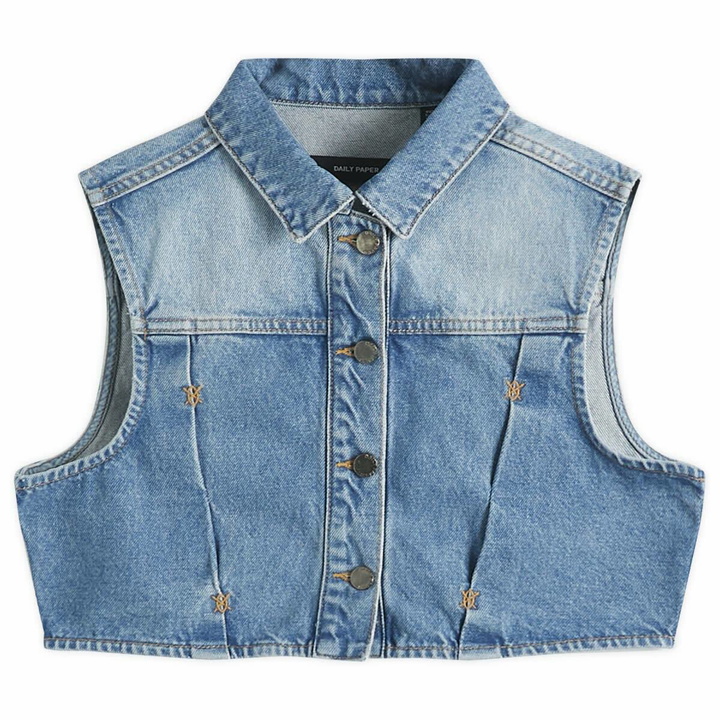 Photo: Daily Paper Women's Asola Sleeveless Denim Vest in Light Blue