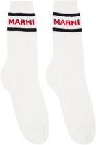 Marni White Logo Cuffs Socks