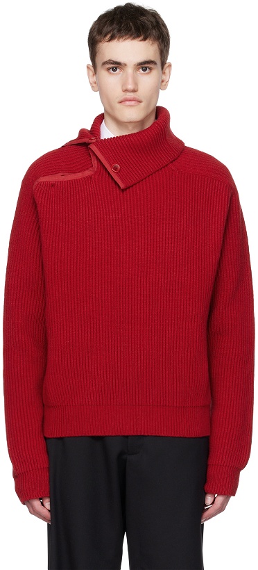 Photo: Jacquemus Red Le Chouchou 'La Maille Vega' Sweater