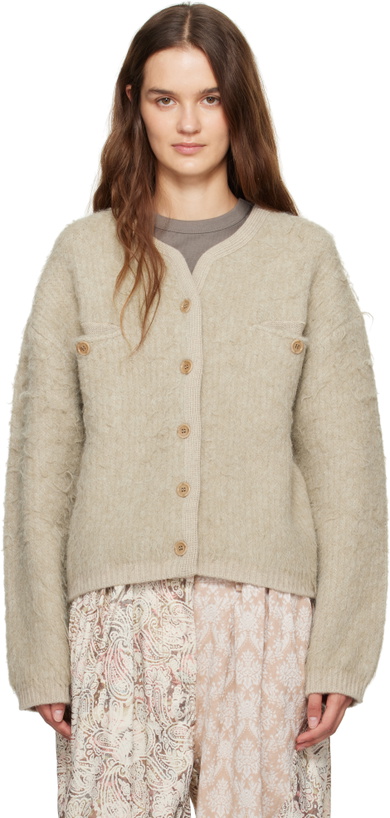 Photo: OPEN YY Beige Shaggy Cardigan