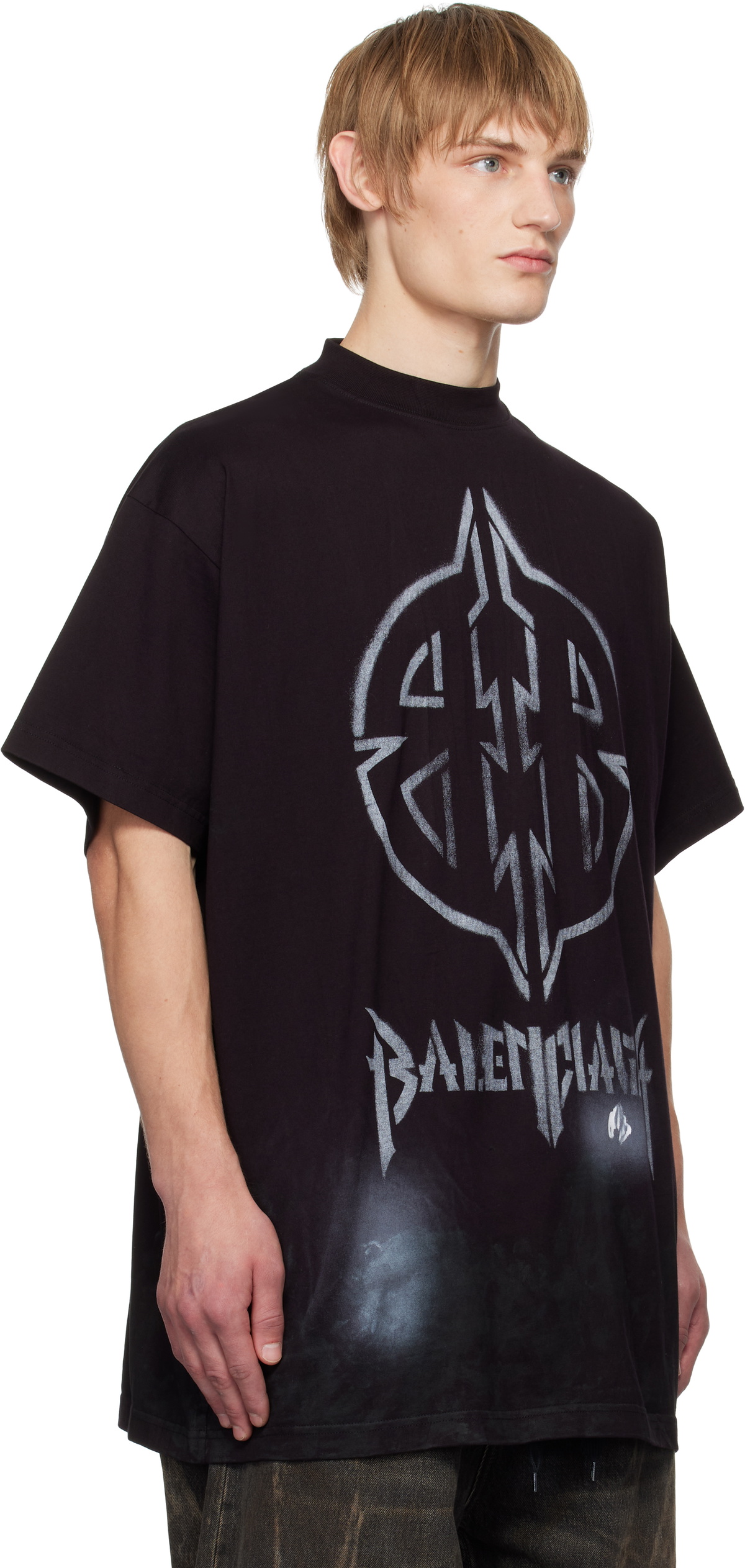 Balenciaga Black Metal BB Stencil T-shirt Balenciaga