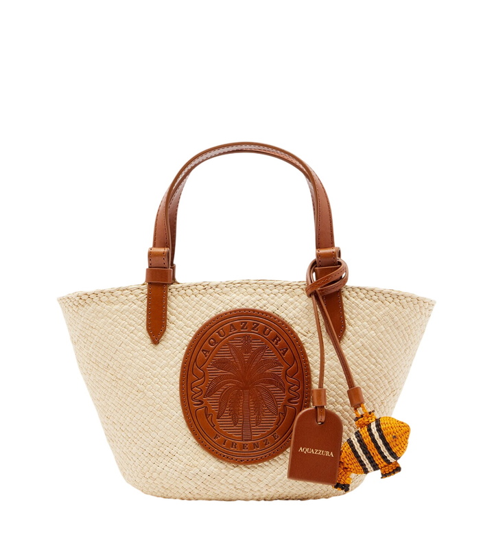 Photo: Aquazzura Tropical Mini raffia top-handle bag