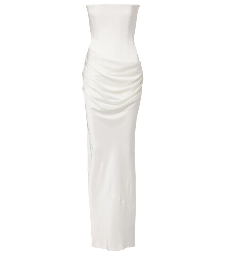 Photo: Alex Perry Bridal draped crêpe satin corset gown
