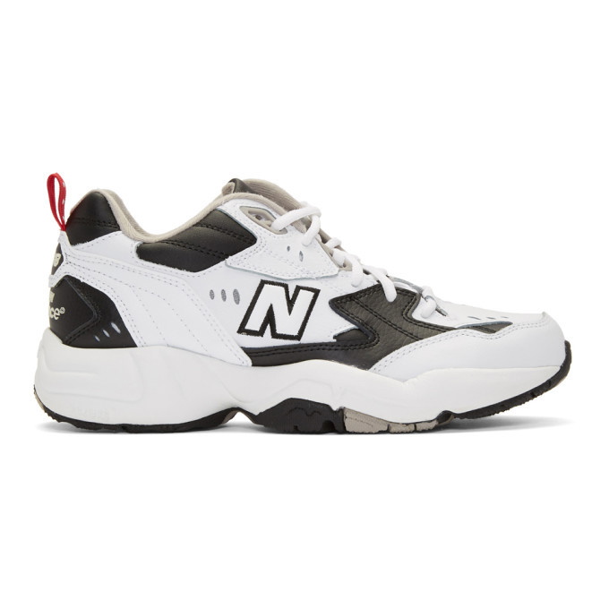 Photo: New Balance White and Black 608 Sneakers