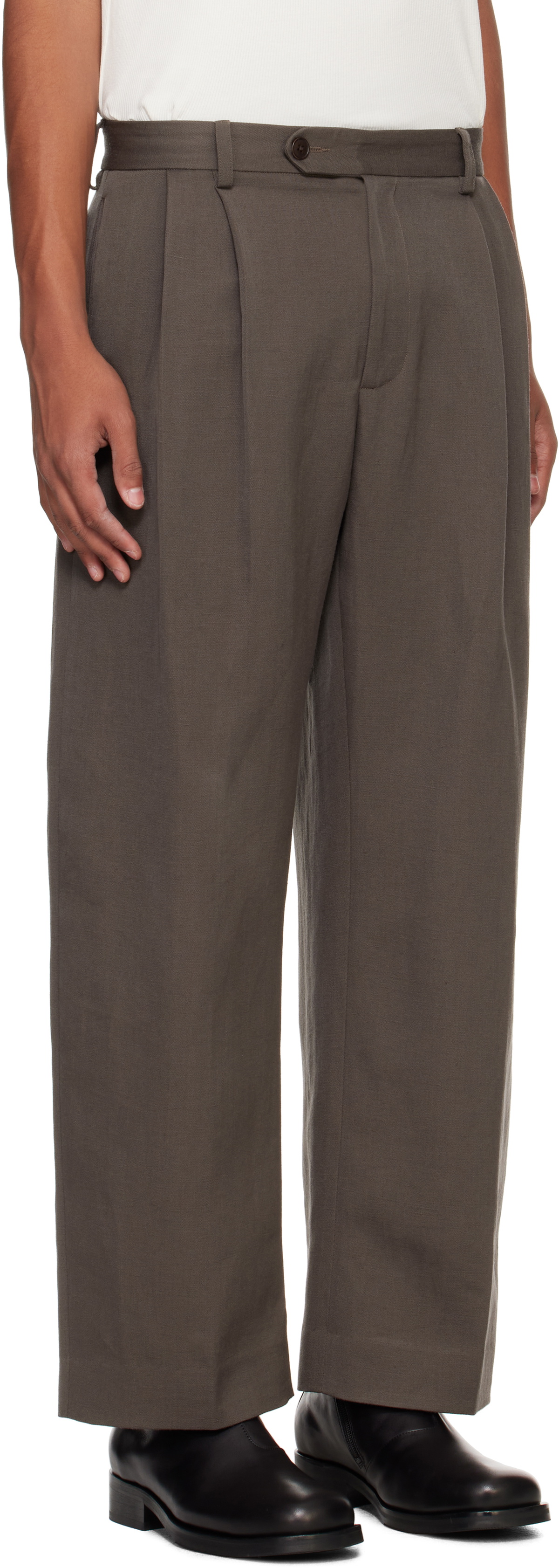 Small Talk Studio Brown Double Pleat Trousers