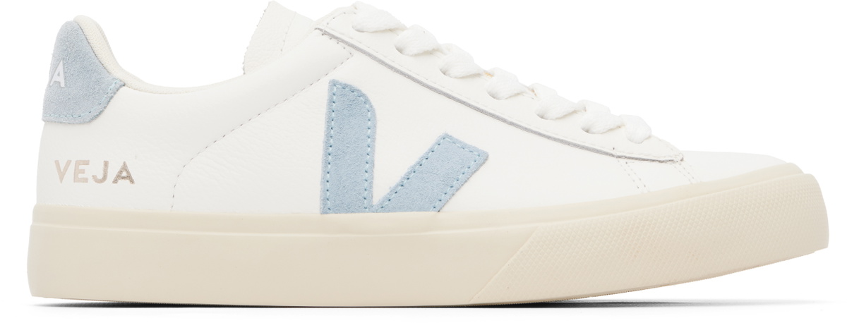 VEJA White & Blue Campo Leather Sneakers