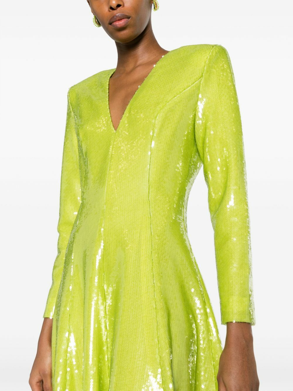 Huishan Zhang Green Andy Sequin-Embellished Dress Huishan Zhang