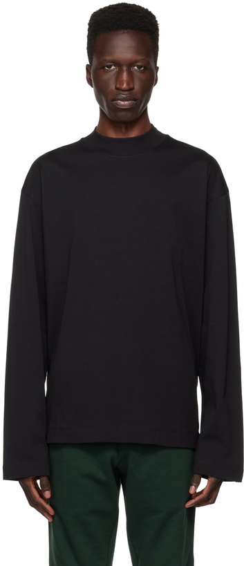 Photo: Dries Van Noten Black Mock Neck Long Sleeve T-Shirt