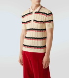 Valentino VLogo pointelle striped cotton polo shirt