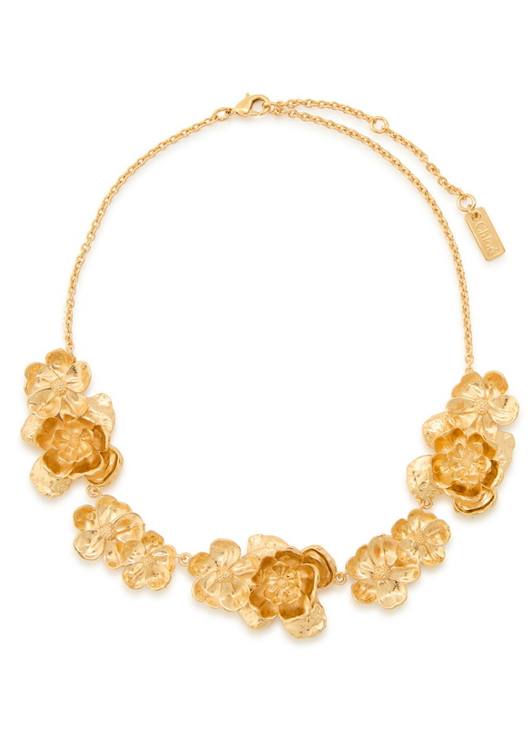 Photo: Chloe Floral Gold-tone Brass Necklace - One Size