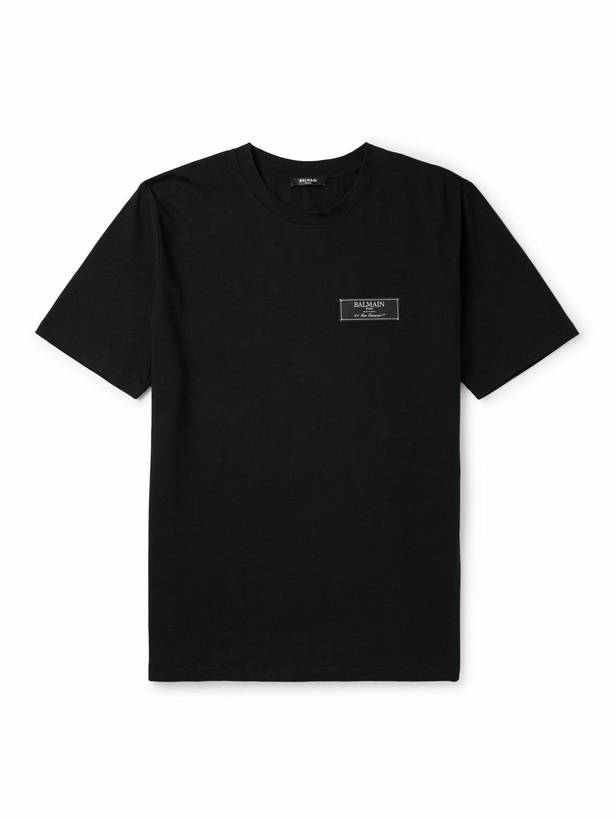 Photo: Balmain - Logo-Appliquéd Cotton-Jersey T-Shirt - Black