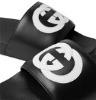 GUCCI - Logo-Appliquéd Leather Slides - Black
