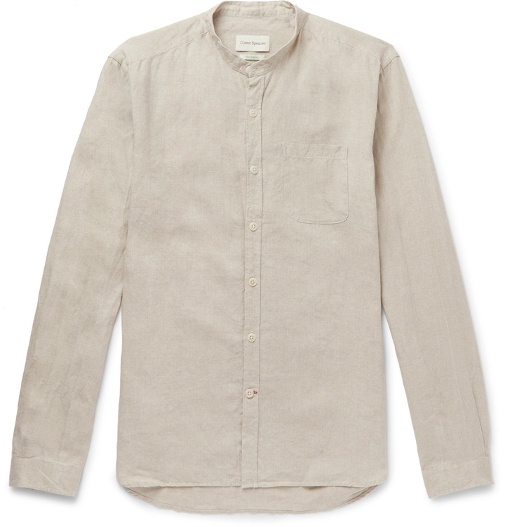 Photo: Oliver Spencer - Grandad-Collar Linen Shirt - Neutrals