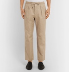 Fendi - Tapered Herringbone Linen and Cotton-Blend Drawstring Trousers - Men - Ecru