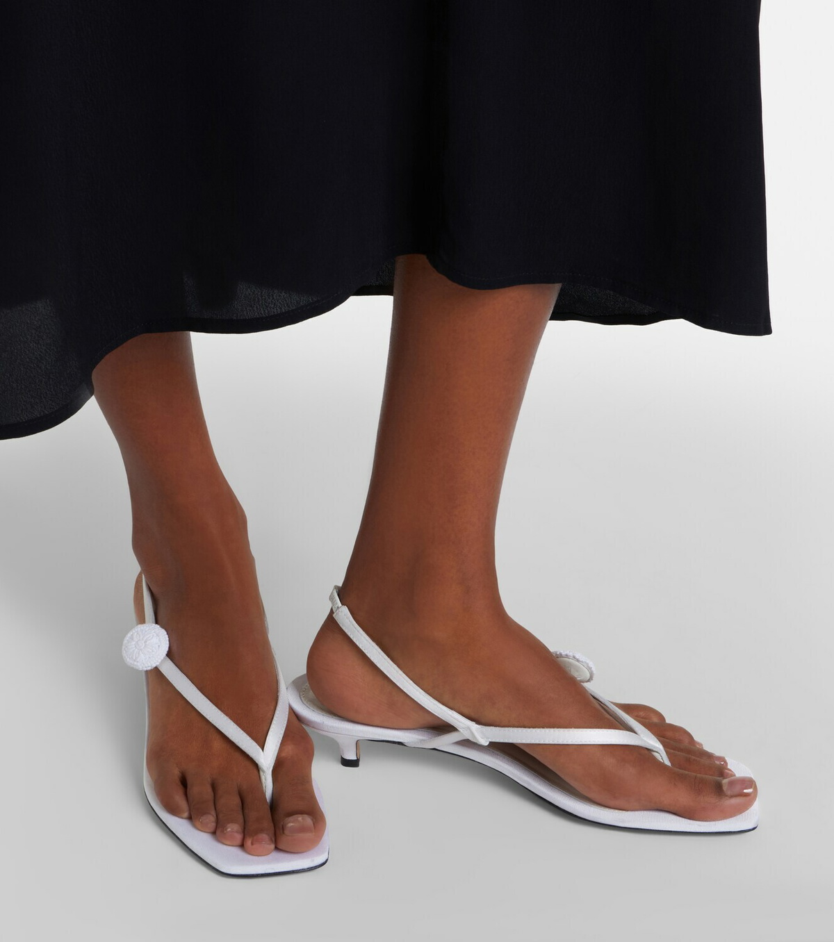 Toteme Floral-appliqué satin slingback sandals
