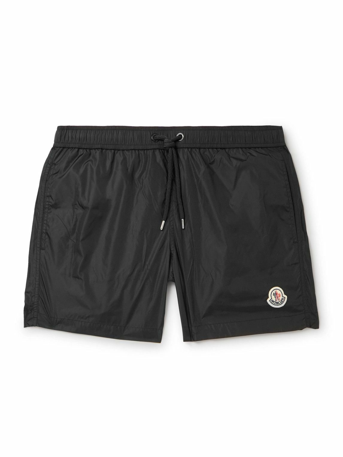 Photo: Moncler - Slim-Fit Mid-Length Logo-Appliquéd Swim Shorts - Black