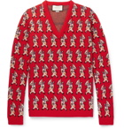 Gucci - Dancing Pig-Intarsia Wool Sweater - Men - Red