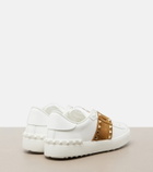 Valentino Garavani Rockstud suede-trimmed leather sneakers