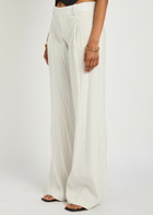Alice + Olivia Eric Pinstriped Linen-blend Trousers Black And White