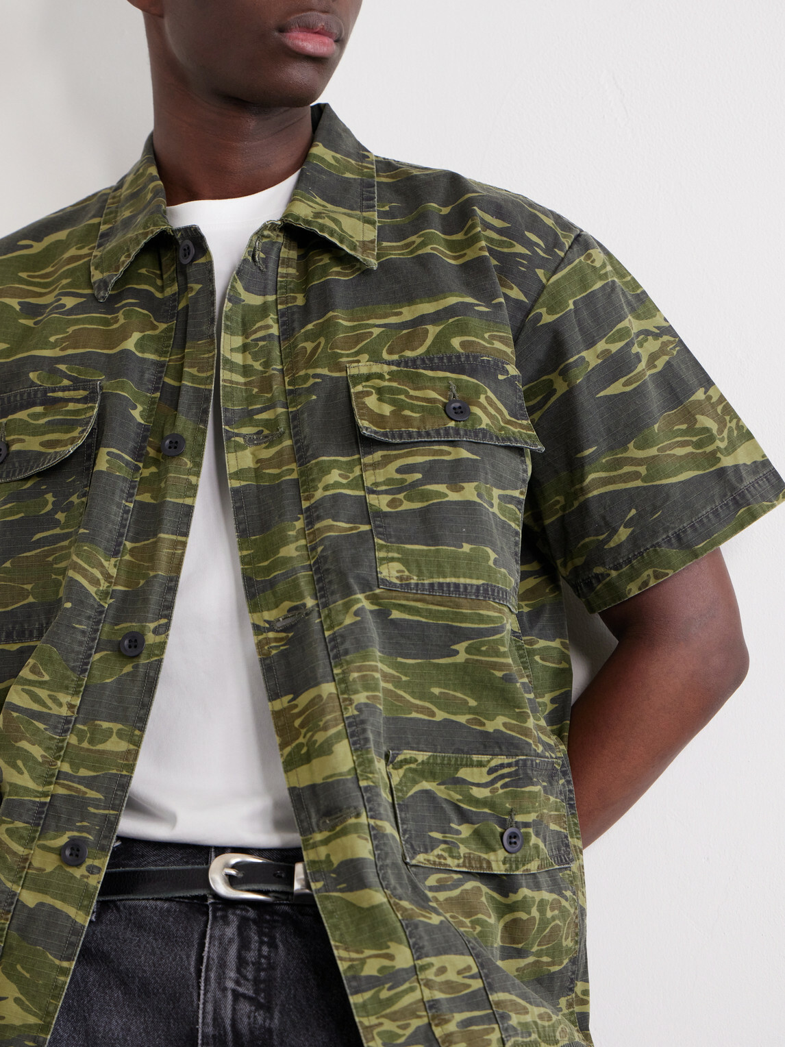 OrSlow - Camouflage-Print Cotton-Riptop Shirt - Green