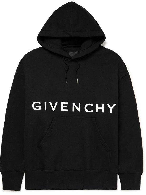 Photo: GIVENCHY - Logo-Embroidered Cotton-Jersey Hoodie - Black